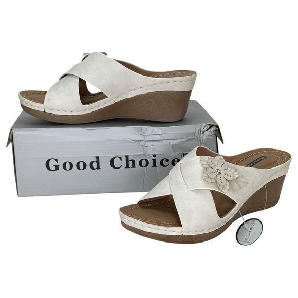 Good Choice Selly Cream Womens Wedge Sandals Size 7.5M - Picture 13 of 13